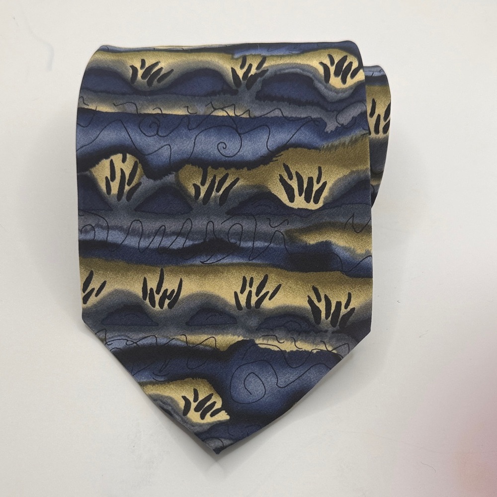 J. Garcia Artistic Blue and Gold Tie